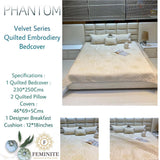 Phantom , Beige shade  Velvet Series Warm Quilted Bedcover -PREET001B