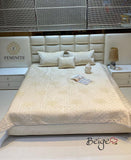 Phantom , Beige shade  Velvet Series Warm Quilted Bedcover -PREET001B