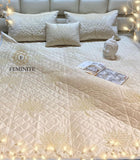 Phantom , Beige shade  Velvet Series Warm Quilted Bedcover -PREET001B