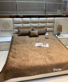 Phantom , Brown  shade  Velvet Series Warm Quilted Bedcover -PREET001BR