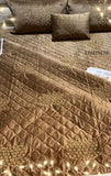 Phantom , Brown  shade  Velvet Series Warm Quilted Bedcover -PREET001BR