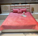 Phantom , Magenta  shade  Velvet Series Warm Quilted Bedcover -PREET001M