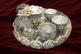 Dhan Lakshmi, Elegant Antique Fnish German Silver Puja Thali Set-SILA001PT