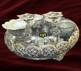Dhan Lakshmi, Elegant Antique Fnish German Silver Puja Thali Set-SILA001PT