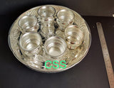 Lalitha, elegant German Silver Plate with 6 prasadam Bowls-CZY001PB