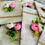 Combo of 10 , Beautiful Cute Floral Beautiful jute Potlis-SHARA001JP