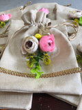 Combo of 10 , Beautiful Cute Floral Beautiful jute Potlis-SHARA001JP
