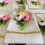 Combo of 10 , Beautiful Cute Floral Beautiful jute Potlis-SHARA001JP