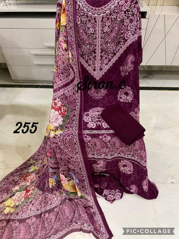 Crepe Digital Printed Salwar Suit Material with Chiffon Duppatta-RIDA001CCM