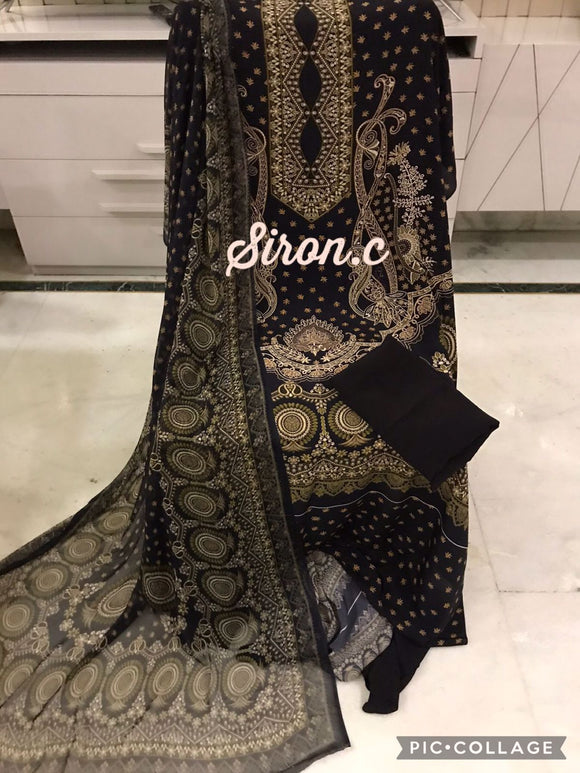 Crepe Digital Printed Salwar Suit Material with Chiffon Duppatta-RIDA001CCJ