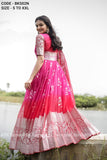 Pink and Red Colored Party Wear Gown in Organza Material-TANI001PWG