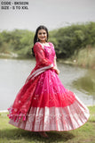 Pink and Red Colored Party Wear Gown in Organza Material-TANI001PWG