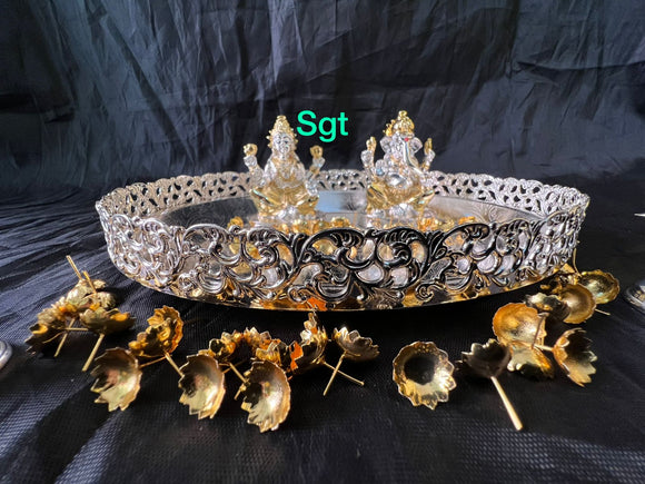 Deepika, Full set impressive German Silver washable Puja Thali-SILA001PTA