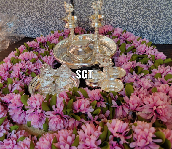 Padmavathy  full set impressive German silver Puja Set-SILI001PS