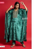 Design 4901,Sea Green Velvet Kaftan with Velvet Bottom-ANJA001VSG