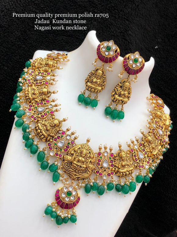Premium Quality Jadau Kundan Nagashi Work Necklace Set for Women -ART001NSA