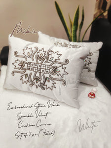"Glitter" Embroidered  Sequins Work on Sparkle Velvet Cushions-GIRI001CCC