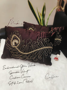"Glitter" Embroidered  Sequins Work on Sparkle Velvet Cushions-GIRI001CCB