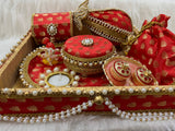 Maroon Brocade Designer Decorative  Shagun Platter -SHARA001SPM