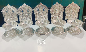 Set of 10  Pcs, Silver plated Vinayaka  Diyas -CZY001VD