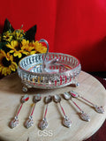 Silver plated Tray with Swan Design Spoon Set -CZY001SS