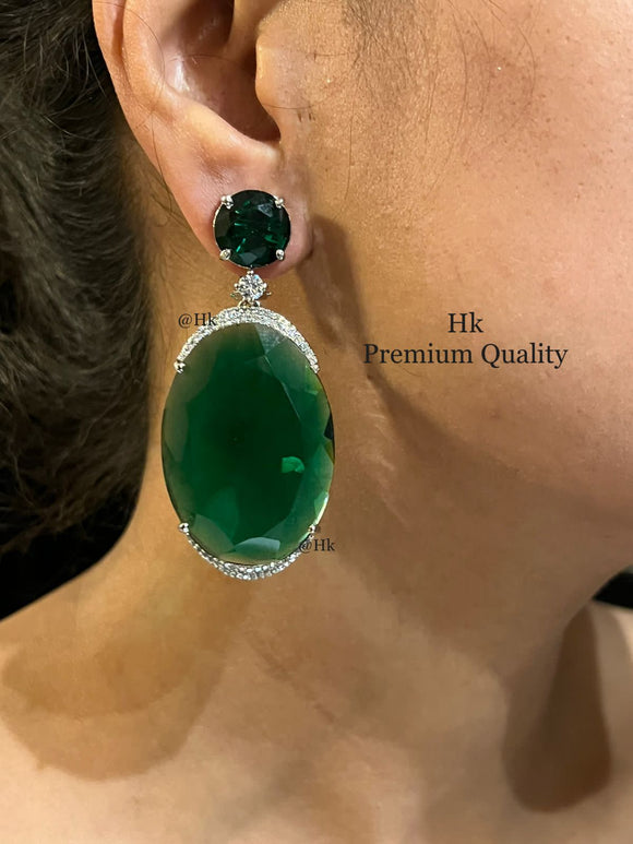 Aneeta, elegant Jade Green stone Dangling earrings for women -MOE001EJG