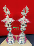 Shreemoyee, elegant Pair of 2 ,  German Silver Peacock Lamps-CZY001SL