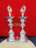 Shreemoyee, elegant Pair of 2 ,  German Silver Peacock Lamps-CZY001SL