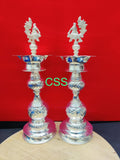 Shreemoyee, elegant Pair of 2 ,  German Silver Peacock Lamps-CZY001SL