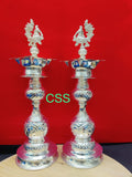 Shreemoyee, elegant Pair of 2 ,  German Silver Peacock Lamps-CZY001SL