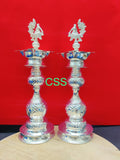 Shreemoyee, elegant Pair of 2 ,  German Silver Peacock Lamps-CZY001SL