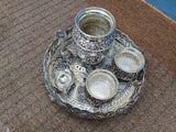 Seshadhri Nilayaya Sri Venkatesaya Elegant Antique Finish German Silver Puja Thali Set-SILU001PTS