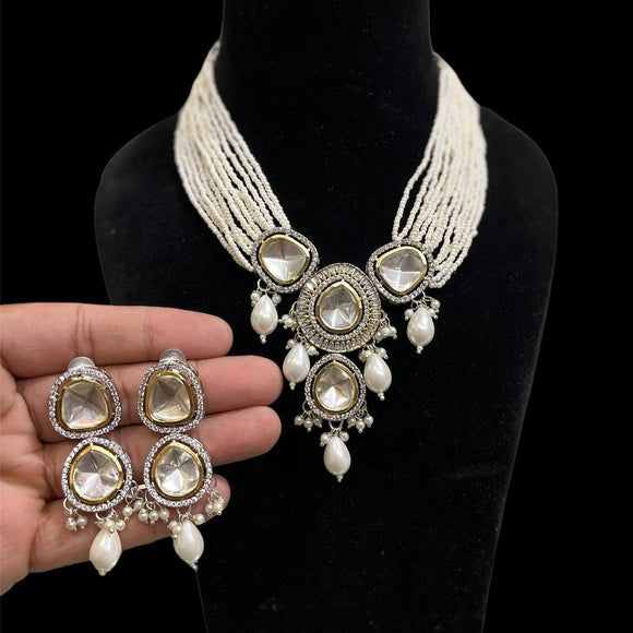 Veer Zara, elegant  Kundan Necklace Set With Baroque Pearls for Women -JSK001NSB