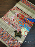 Traditional Madhubani Hand painted Tussar Gicha Silk Saree -LORD001TG