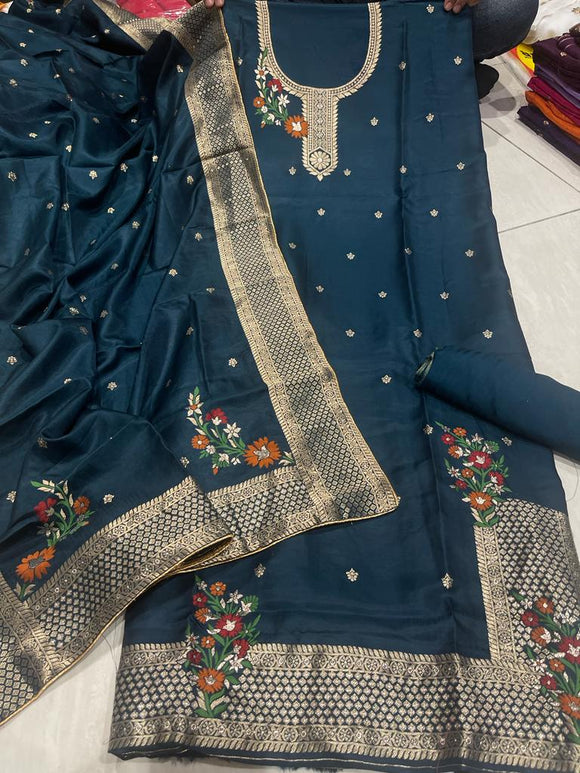 DPS Special Dola Suit ,Tabby silk salwar and Dola Silk Duppatta material  for women -FASH001SSMB