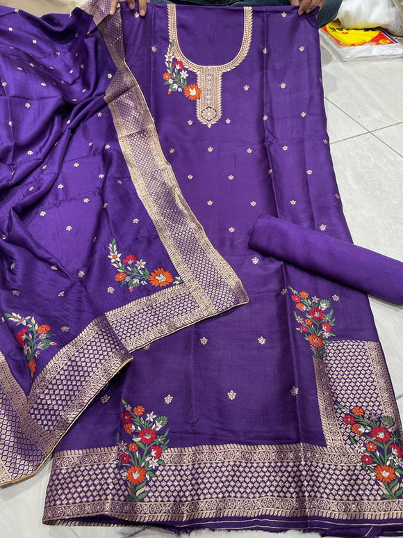 DPS Special Dola Suit ,Tabby silk salwar and Dola Silk Duppatta material  for women -FASH001SSPB