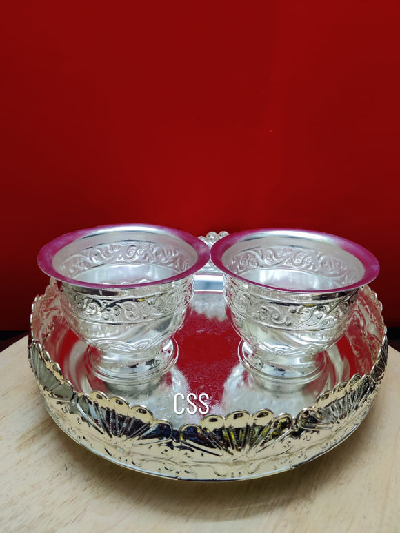 Anandi , elegant German silver Tray with big size Bowls-CZY001BT