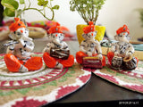 Beautiful Colorful Polyresin Musical Ganesha Set of 4-SKD001MG