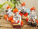 Beautiful Colorful Polyresin Musical Ganesha Set of 4-SKD001MG