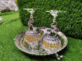 Impressive metallic elephant leg plate with antique German washable elephant diyas-SREE001PCA