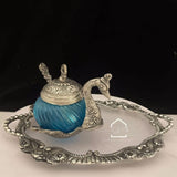 German Silver Oval Tray with Beautiful Swan Bowl for Gifting-SHARA001WG