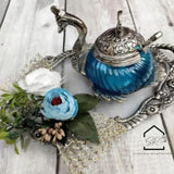 German Silver Oval Tray with Beautiful Swan Bowl for Gifting-SHARA001WG