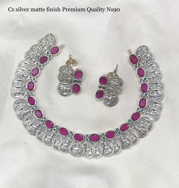 Swethambari , elegant  Silver finish premium quality necklace set  for women -SAYD001SNC