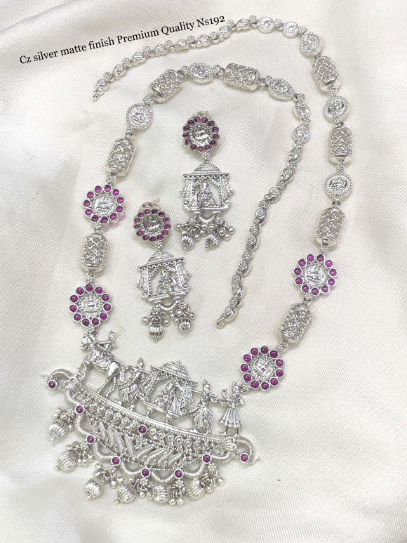 Bhavana, elegant  Silver finish premium quality necklace set  for women -SAYD001SNE