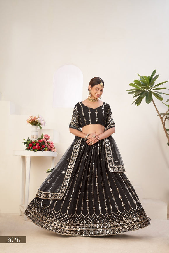 Amrutha, Black shade Wedding Special Lehenga Choli for Women -OM001LCBL