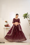 Amrutha, Maroon  shade Wedding Special Lehenga Choli for Women -OM001LCM