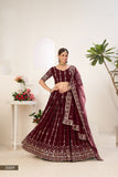 Amrutha, Maroon  shade Wedding Special Lehenga Choli for Women -OM001LCM