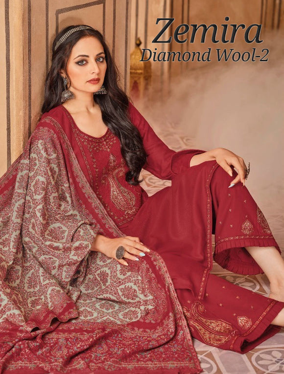 Zemira Brand woolen Salwar Suit Material For Women -AFREE001WMR