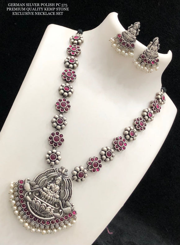 Malini , German Silver Premium Quality American Diamond Necklace Set for Women-SAYD001ADR