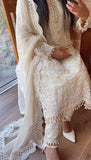 Elegant Cream Georgette Salwar Suit Material for Women -RIDAGSS